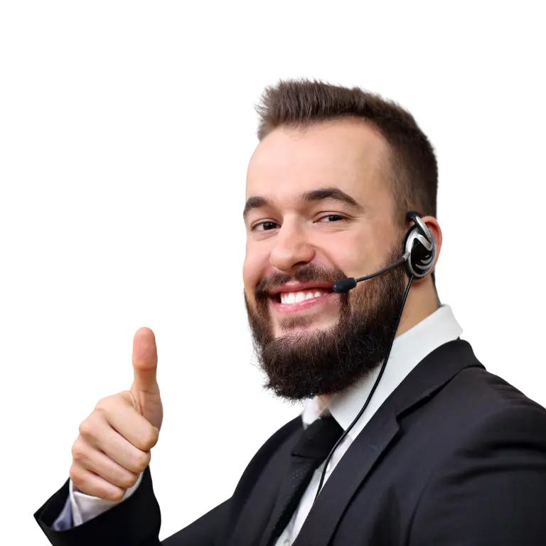 Mitarbeiter im Kundenservice mit Headset steht für moderne Einstiegsmöglichkeiten für Quereinsteiger im Ruhrgebiet.