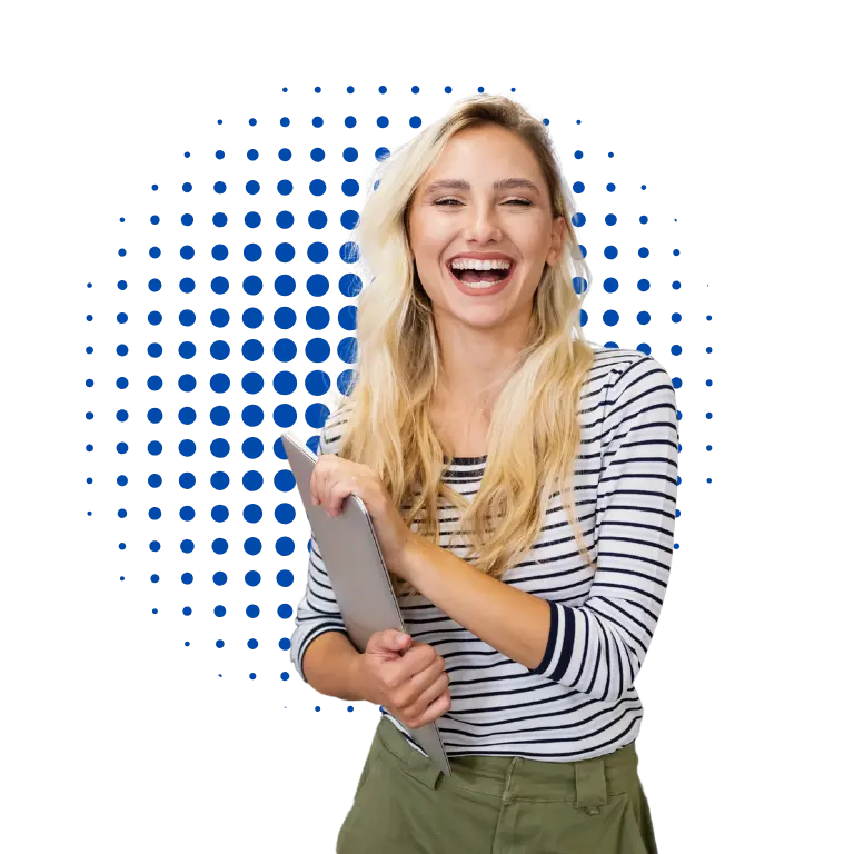 Lachende Bewerberin für Jobs in Bochum und einfache One-Click-Bewerbung über JOBS Bochum